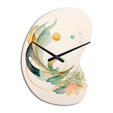 Green Abstract Swirl - Asymmetric Metal Wall Clock