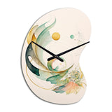 Green Abstract Swirl - Asymmetric Metal Wall Clock