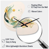 Green Abstract Swirl - Asymmetric Metal Wall Clock