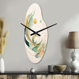 Green Abstract Swirl - Asymmetric Metal Wall Clock