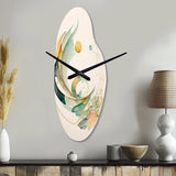 Green Abstract Swirl - Asymmetric Metal Wall Clock