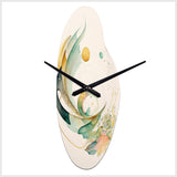 Green Abstract Swirl - Asymmetric Metal Wall Clock