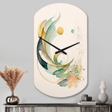 Green Abstract Swirl - Asymmetric Metal Wall Clock