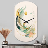 Green Abstract Swirl - Asymmetric Metal Wall Clock