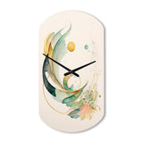 Green Abstract Swirl - Asymmetric Metal Wall Clock