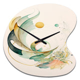 Green Abstract Swirl - Asymmetric Metal Wall Clock