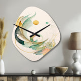 Green Abstract Swirl - Asymmetric Metal Wall Clock