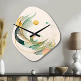 Green Abstract Swirl - Asymmetric Metal Wall Clock