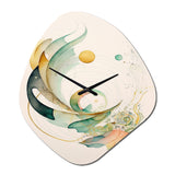 Green Abstract Swirl - Asymmetric Metal Wall Clock