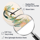 Green Abstract Swirl - Asymmetric Metal Wall Clock