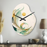 Green Abstract Swirl - Asymmetric Metal Wall Clock