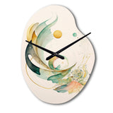 Green Abstract Swirl - Asymmetric Metal Wall Clock