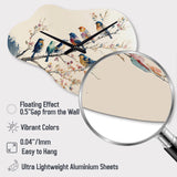 Multicolor Birds On Plum Blossoms Tree VIII - Asymmetric Metal Wall Clock