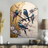 Multicolor Birds On Plum Blossoms Tree II - Asymmetric Metal Wall Clock