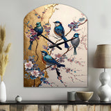 Multicolor Birds On Plum Blossoms Tree II - Asymmetric Metal Wall Clock