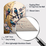 Multicolor Birds On Plum Blossoms Tree II - Asymmetric Metal Wall Clock