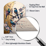 Multicolor Birds On Plum Blossoms Tree II - Asymmetric Metal Wall Clock