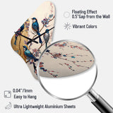 Multicolor Birds On Plum Blossoms Tree II - Asymmetric Metal Wall Clock