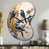 Multicolor Birds On Plum Blossoms Tree II - Asymmetric Metal Wall Clock