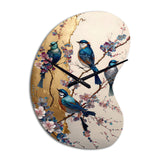 Multicolor Birds On Plum Blossoms Tree II - Asymmetric Metal Wall Clock