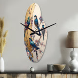 Multicolor Birds On Plum Blossoms Tree II - Asymmetric Metal Wall Clock