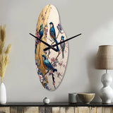 Multicolor Birds On Plum Blossoms Tree II - Asymmetric Metal Wall Clock