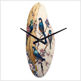 Multicolor Birds On Plum Blossoms Tree II - Asymmetric Metal Wall Clock