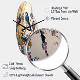 Multicolor Birds On Plum Blossoms Tree II - Asymmetric Metal Wall Clock