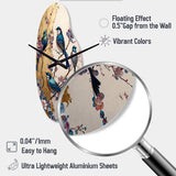 Multicolor Birds On Plum Blossoms Tree II - Asymmetric Metal Wall Clock