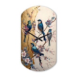 Multicolor Birds On Plum Blossoms Tree II - Asymmetric Metal Wall Clock