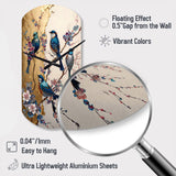 Multicolor Birds On Plum Blossoms Tree II - Asymmetric Metal Wall Clock