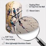 Multicolor Birds On Plum Blossoms Tree II - Asymmetric Metal Wall Clock