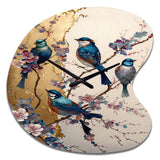Multicolor Birds On Plum Blossoms Tree II - Asymmetric Metal Wall Clock