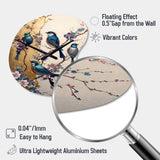 Multicolor Birds On Plum Blossoms Tree II - Asymmetric Metal Wall Clock