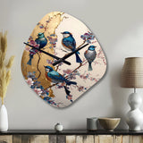 Multicolor Birds On Plum Blossoms Tree II - Asymmetric Metal Wall Clock