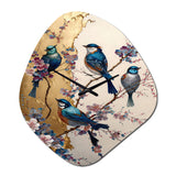 Multicolor Birds On Plum Blossoms Tree II - Asymmetric Metal Wall Clock
