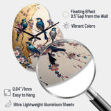 Multicolor Birds On Plum Blossoms Tree II - Asymmetric Metal Wall Clock
