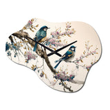 Multicolor Birds On Plum Blossoms Tree XIII - Asymmetric Metal Wall Clock