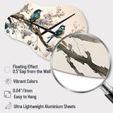 Multicolor Birds On Plum Blossoms Tree XIII - Asymmetric Metal Wall Clock