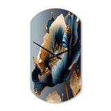 Deep Blue And Gold Single Flower III - Asymmetric Metal Wall Clock