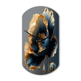 Deep Blue And Gold Single Flower IV - Asymmetric Metal Wall Clock