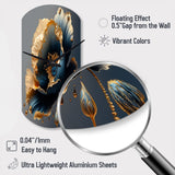 Deep Blue And Gold Single Flower IV - Asymmetric Metal Wall Clock