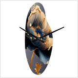 Deep Blue And Gold Single Flower VI - Asymmetric Metal Wall Clock