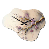 Pink And Plum Cherry Blossom Branch V - Asymmetric Metal Wall Clock
