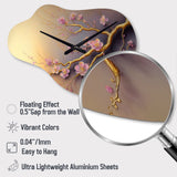 Pink And Plum Cherry Blossom Branch VII - Asymmetric Metal Wall Clock