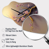 Pink And Plum Cherry Blossom Branch VII - Asymmetric Metal Wall Clock