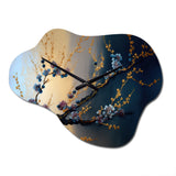 Blue Cherry Blossom Branch I - Asymmetric Metal Wall Clock