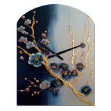 Blue Cherry Blossom Branch II - Asymmetric Metal Wall Clock