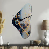 Blue Cherry Blossom Branch II - Asymmetric Metal Wall Clock