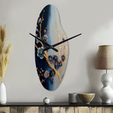 Blue Cherry Blossom Branch II - Asymmetric Metal Wall Clock